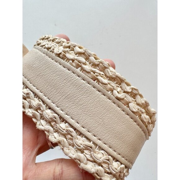 STREETS AHEAD Ivory Cream Leather Corded Lace Trim Belt, Size M - Picture 3 of 9